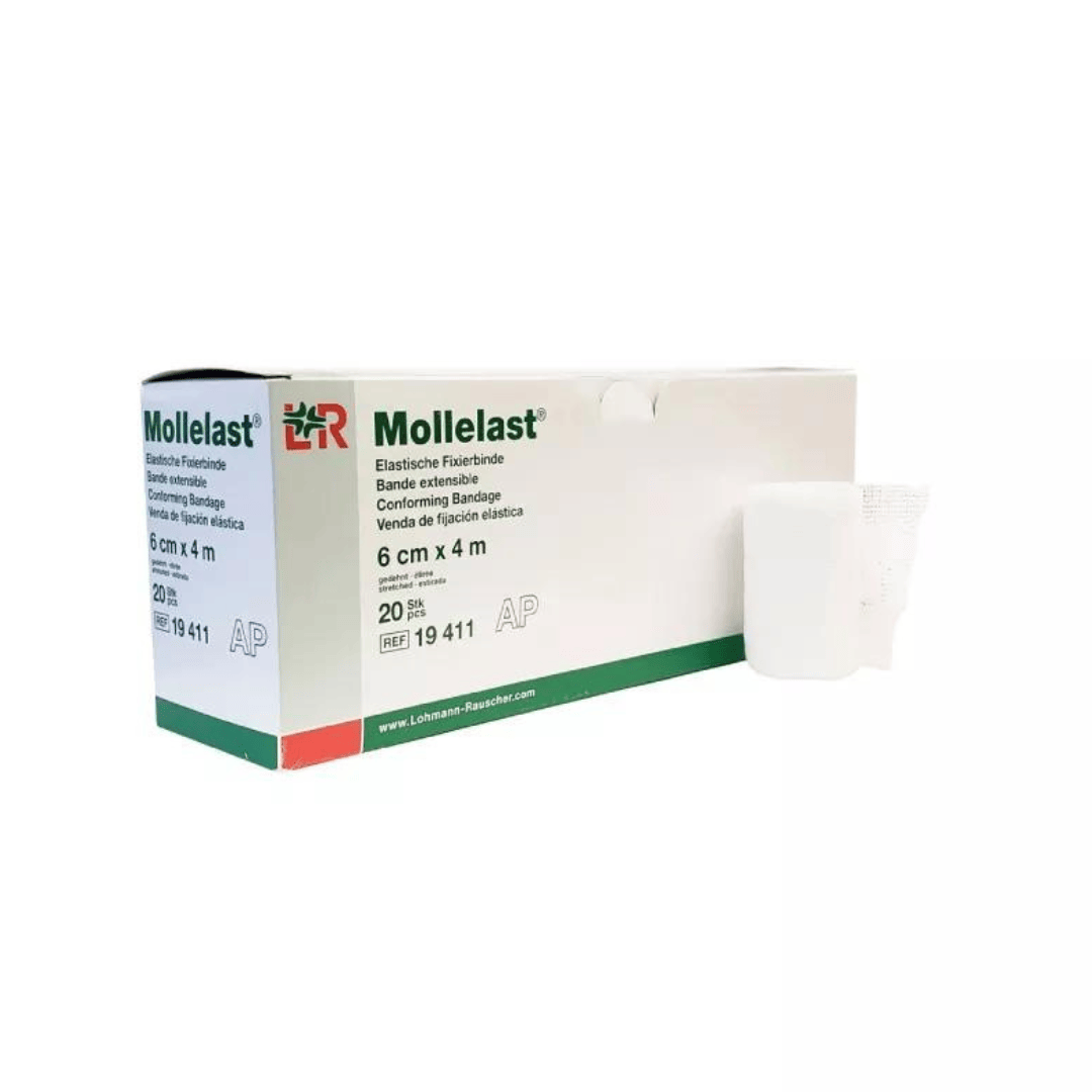 Obinadlo Elastické Fixační - Mollelast - 6 cm x 4 m, jednotlivě v celofánu, 1 ks