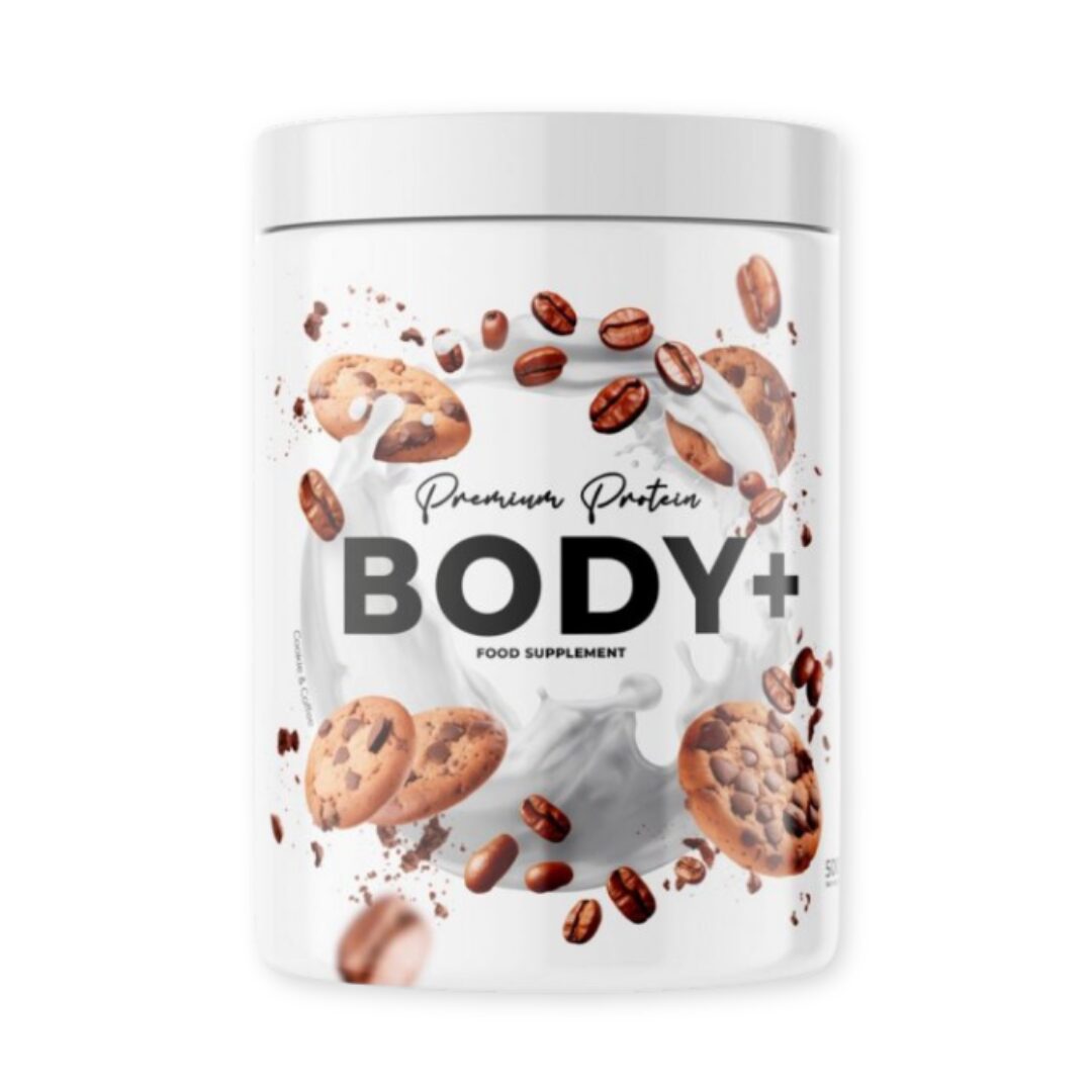 Protein BODY +, příchuť cookies a káva, 500g