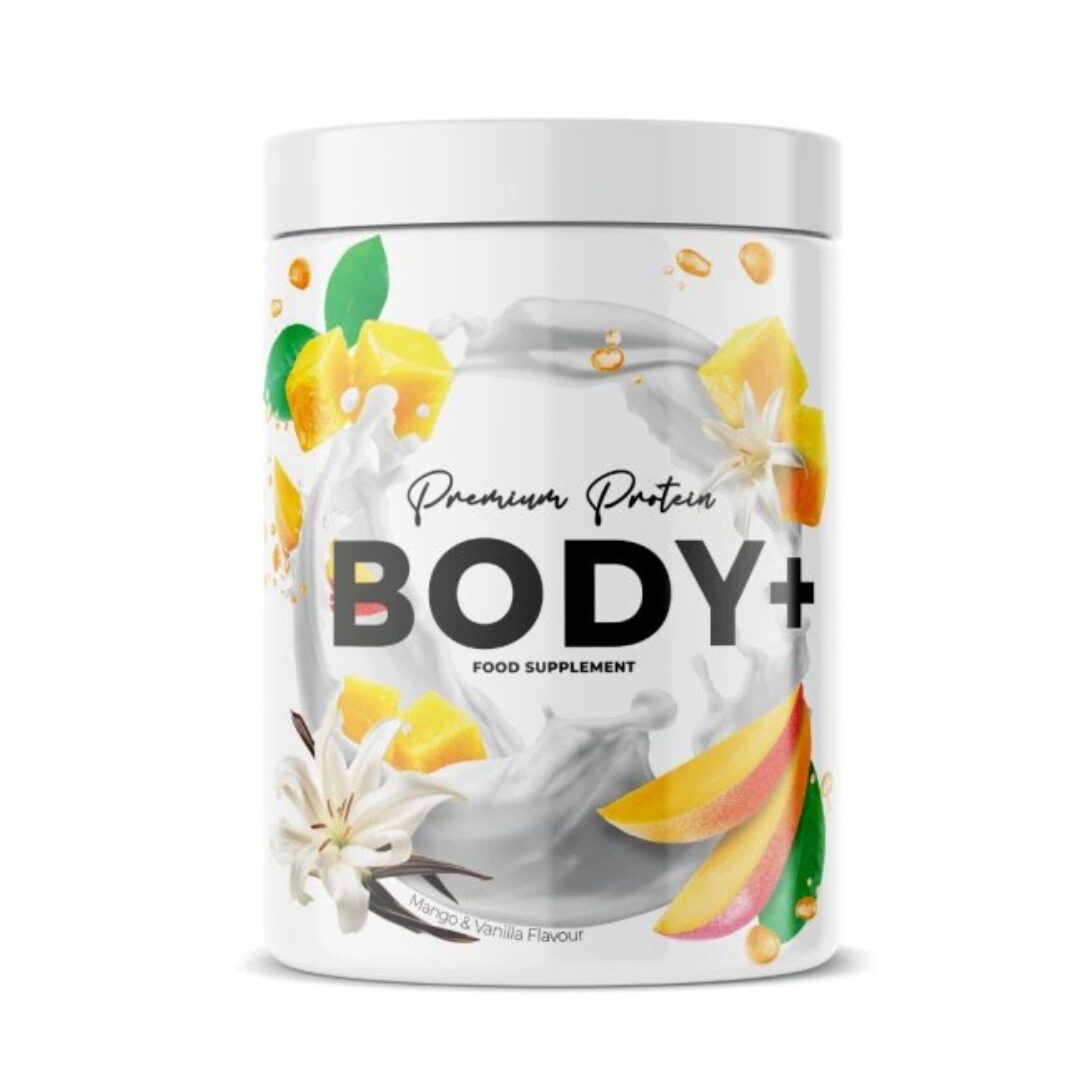 Protein BODY +, příchuť mango a vanilka, 500g